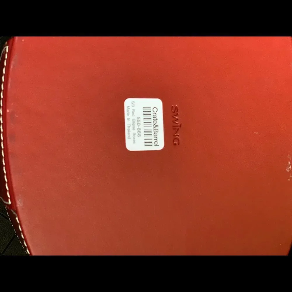 Swing Set of 3 Red Leather Oval Boxes
